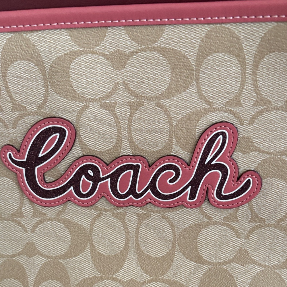 Coach signature file Beige and Burgundy Crossbody Bag - Picture 3 of 12